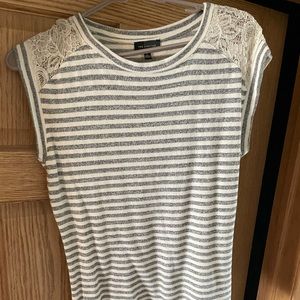 The Limited lace sleeve striped blouse